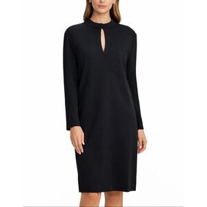 Marina Rinaldi Falchi Virgin Wool Dress Black Keyhole Long Sleeve NWT 25 (18-20)